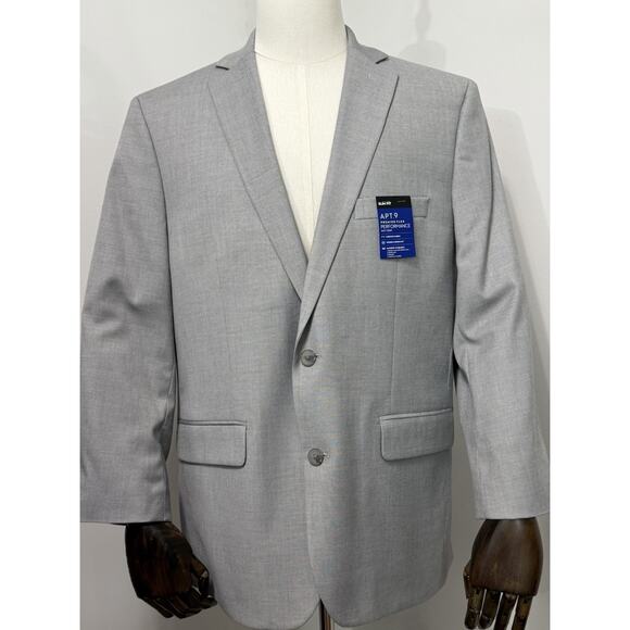 NEW Apt 9 Premier Flex SUIT SET Coat Jacket Blazer Pants 38 Slim fit Gray Short - Picture 2 of 7